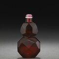 A fine ruby-red faceted glass snuff bottle, Imperial, Palace Workshops, Beijing, <b>1730</b>-<b>1800</b>