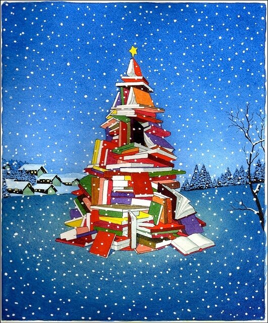 Yan-Nascimbene-Tree-of-Books-for-Barnes-Noble-Christmas-watercolor