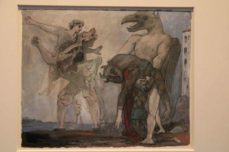 La dépouille du minotaure en costume d'Arlequin, gouache peinte par Picasso