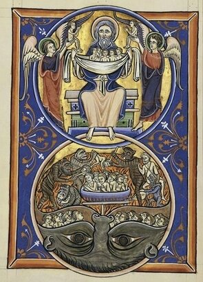 sein d'Abraham et enfer, psautier de Blanche de Castille, 13e, BNF