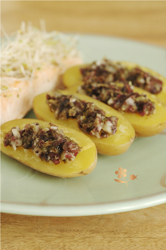Pommes de terre farcies au tartare d'algues