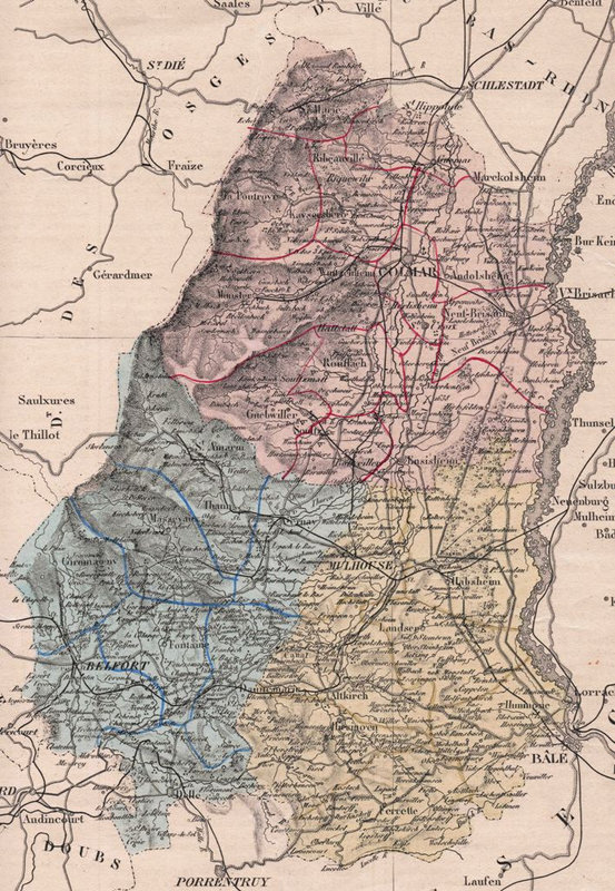 Carte Haut-Rhin 1858 - 1872