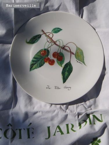 Assiette décor cerises