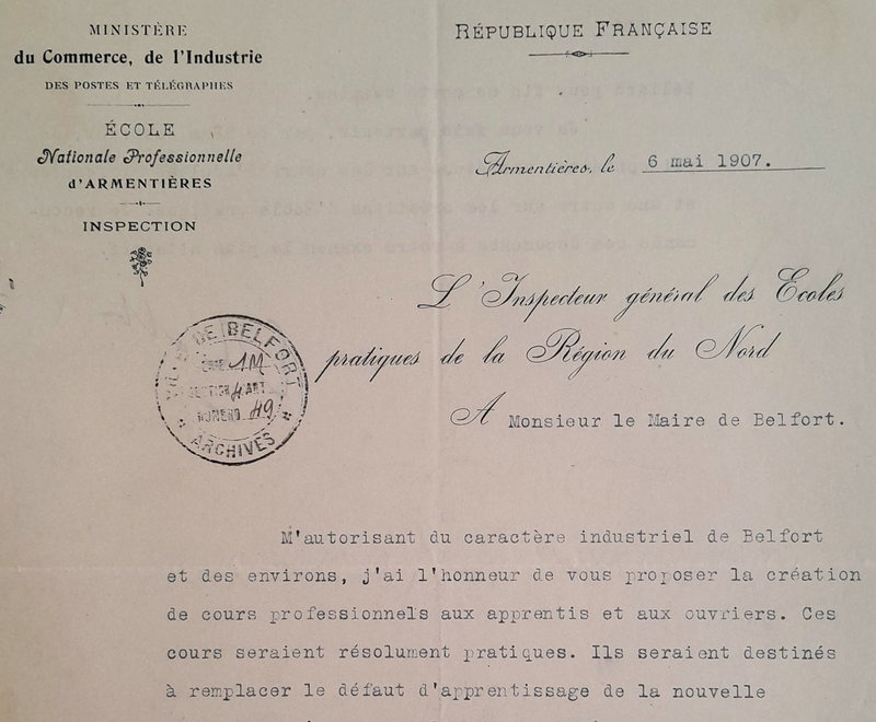 1907 05 06 Inspecteur général Labbé à Maire p1R