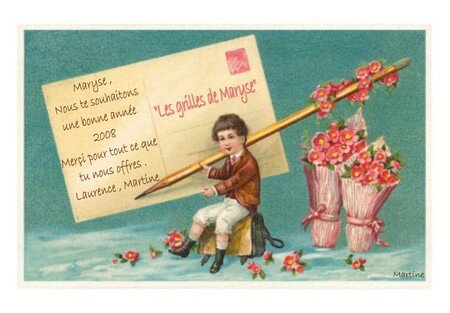 LT_00068_C_Bonne_Annee_garcon_inscrivant_l_adresse_sur_une_carte_postale_geante_Affiches