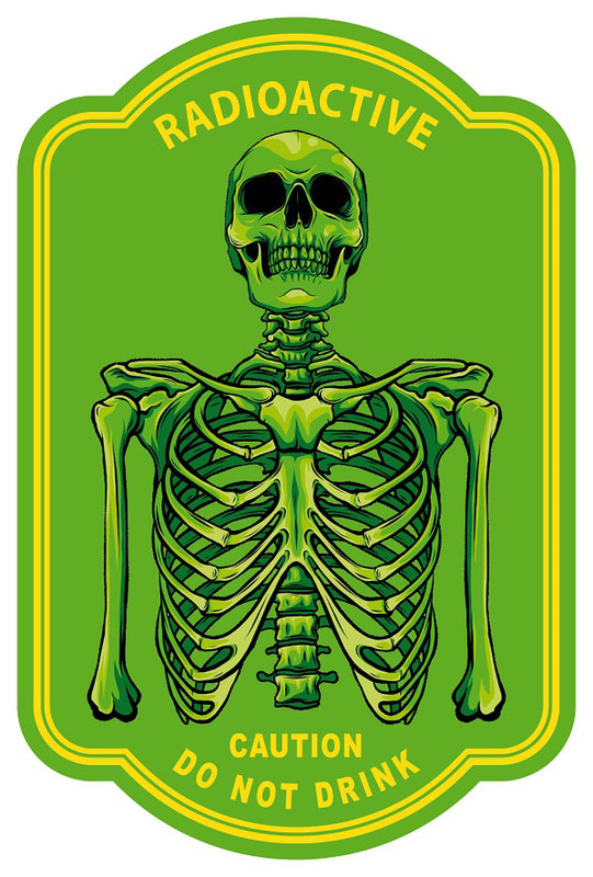 virus radioactve biohazard zombie skeleton label skull