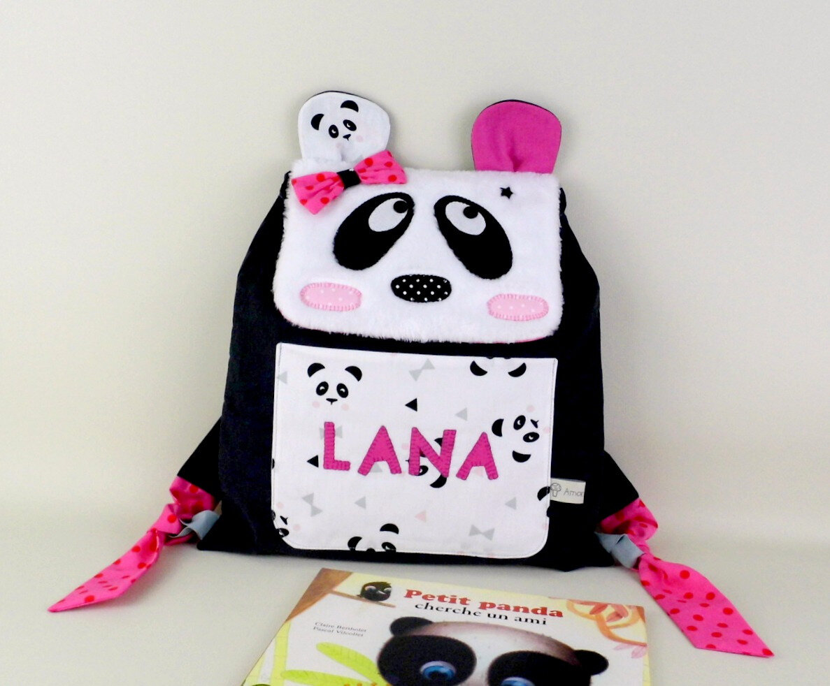 Sac dos panda personnalis Lana sac dos maternelle