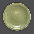 A Longquan celadon <b>deep</b> <b>dish</b> with incised and stamped decoration, Ming dynasty