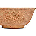A Yixing molded 'Dragon' bowl, signed Chen Jinghou, Qianlong period (1736-1795)