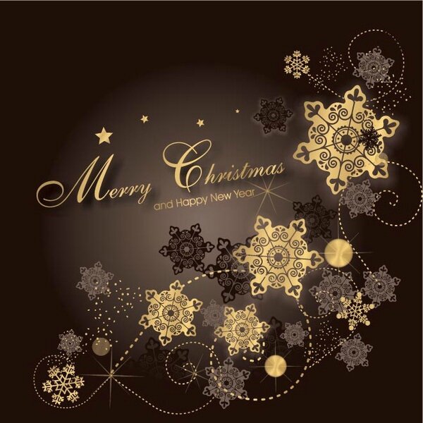 free_vector_gold_star_flake_pattern_merry_christmas_background_568642