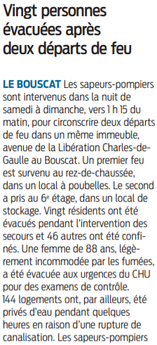 2021 05 31 SO 20 personnes évacuées après deux départs de feu
