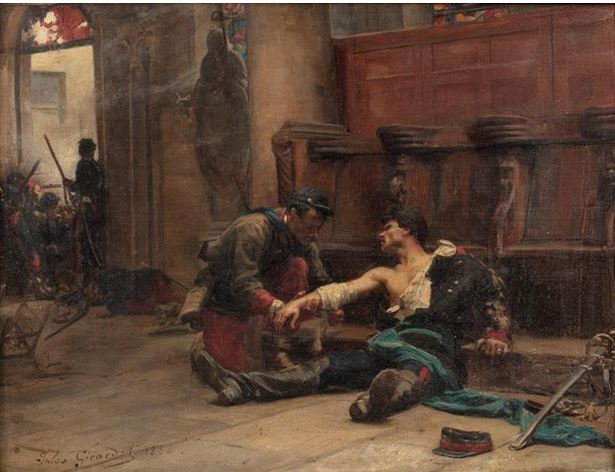 Girardet, Jules : soldat blessé lors de l'assaut d'une église 1884