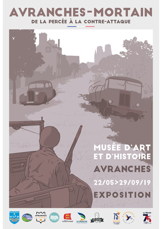 Avranches_Mortain_D-Day_exposition_Percée_contre-attaque_D-Day_bataille_Normandie_1944_2019_75ème_musée d'art et d'histoire_affiche_poster