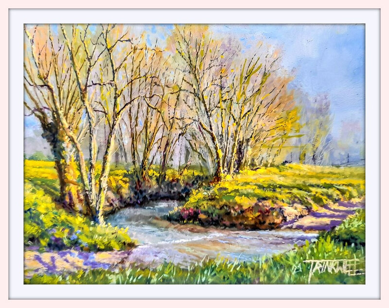 Le gué sur la Kiesel au printemps - Huile sur toile - 35 x 27cm -n° 10-21 --095108