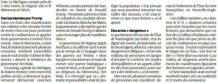 2020 04 19 SO Trump appelle à libérer les états confinés2