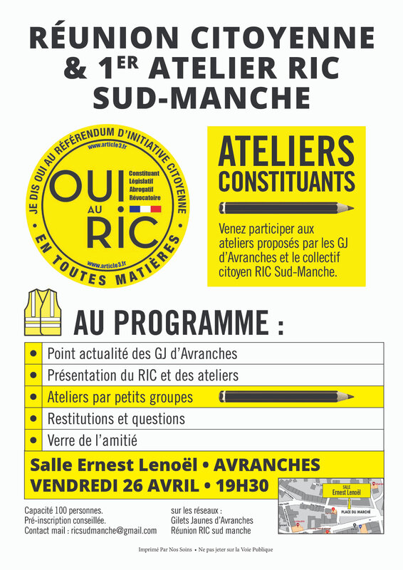 réunion citoyenne_RIC_ Référendum d'Initiative Citoyen_ sud Manche_Avranches_vendredi 26 avril 2019_affiche_visuel