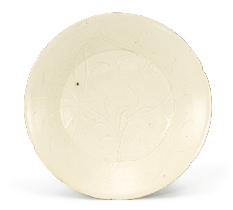 An incised Dingyao lobed 'Floral' dish, Song dynasty (960-1279)