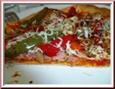 0208 - pizza poivrons confits, champignons, chorizo