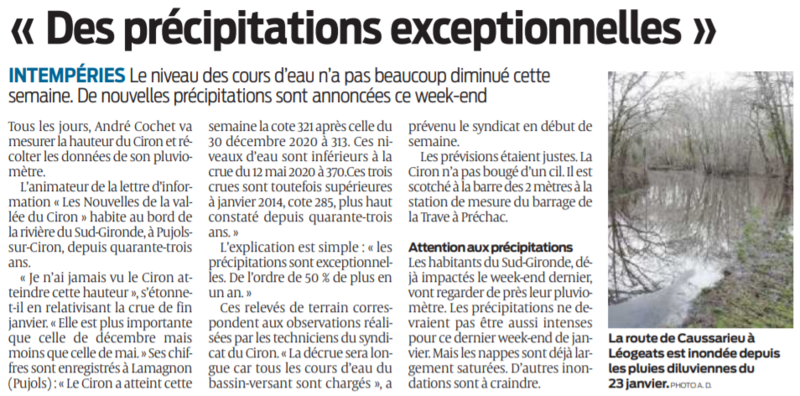 2021 01 30 SO Des précipitations exceptionnelles