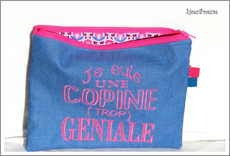 trousse copine bleu et rose