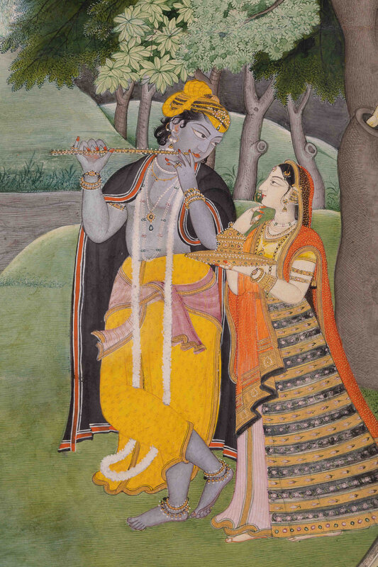 Krishna et Radha au bord d'une rivière