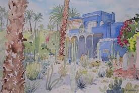 une aquarelle des jardins Majorelle