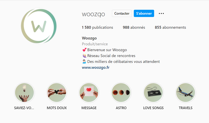 La page Instagram de Woozgo 