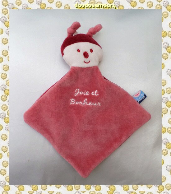 Doudou Plat Coccinelle Papillon Rose Rouge Bordeaux Joie Et Bonheur Sucre D'Orge