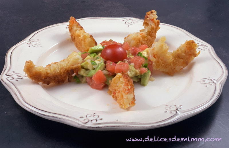 Crevettes croustillantes sur salsa d’avocat et tomate 3