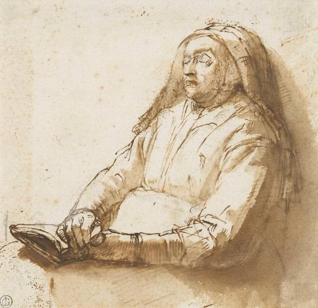 Rembrandt Vieille femme assise, musée du Louvre