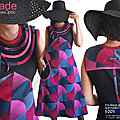 Robe Graphique <b>wax</b> rose originale longue made in France
