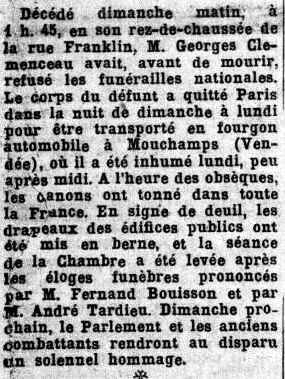 mort clemenceau