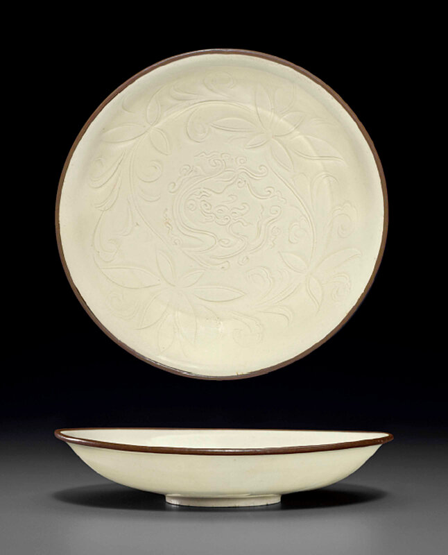 A rare Dingyao carved dish, Northern Song dynasty, 11th-12th century