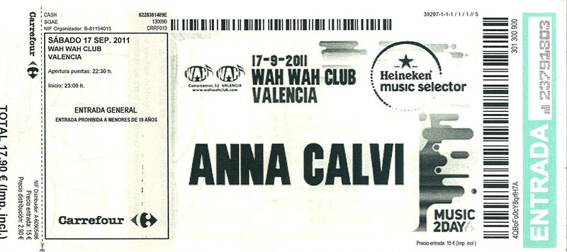 2011 09 Anna Calvi Wah Wah Club Valencia Billet
