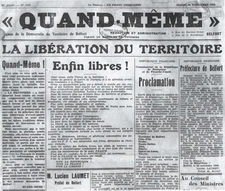 Article Libération Belfort Quand-Même 28 nov 1944 R