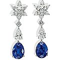 A pair of <b>sapphire</b> and diamond earrings, by Cartier