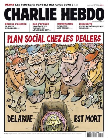 Delarue, drogue, Le cimetière, Les Unes de Charlie Hebdo
