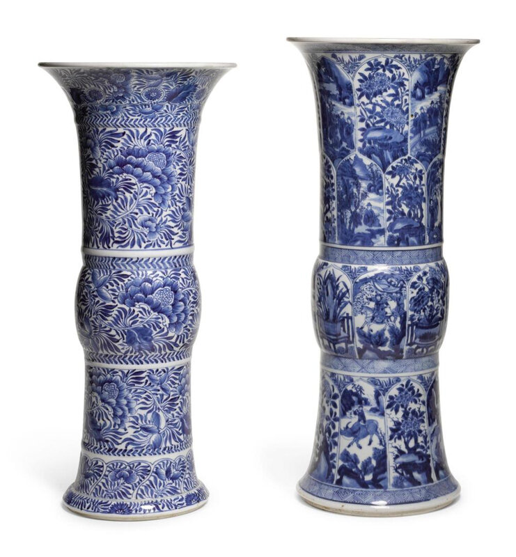 Two large Chinese blue and white porcelain gu vases, Qing dynasty, Kangxi period(1662-1722)