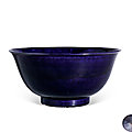 A Large Aubergine-Glazed Bowl, <b>Mark</b> <b>and</b> <b>Period</b> <b>of</b> <b>Qianlong</b>