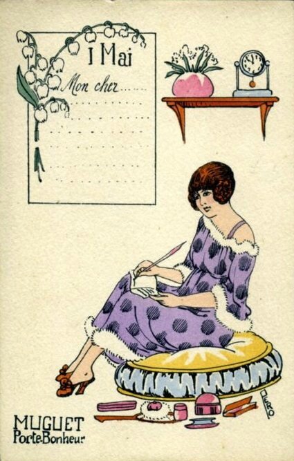 CPA Muguet 1er mai Femme 2