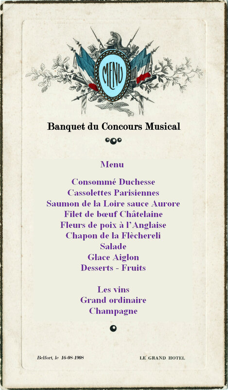 Menu Concours musical 1908 R