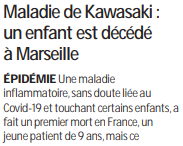 2020 05 16 SO Maladie de Kawasaki un enfant est décédé à Marseille