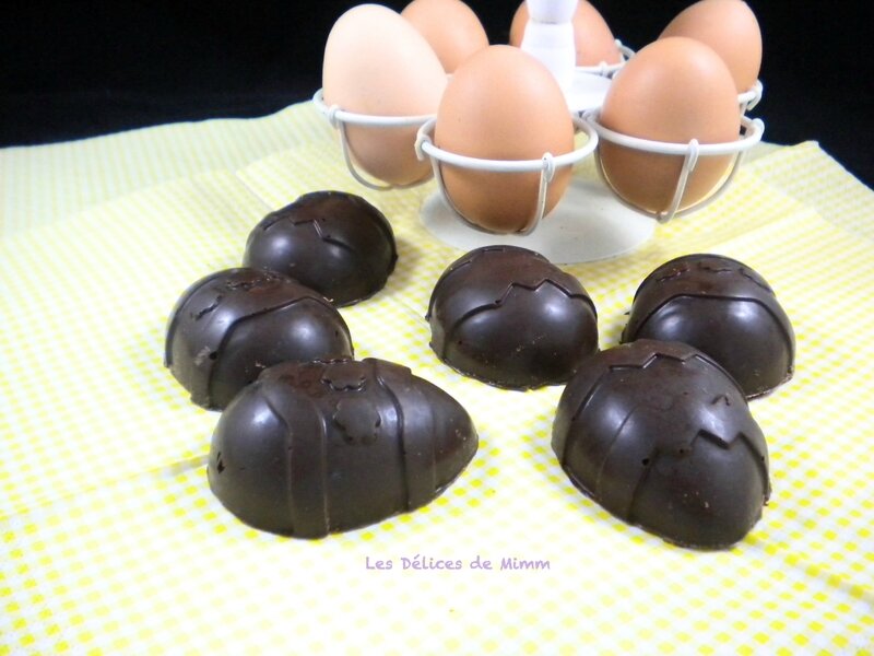 Œufs en chocolat fourrés de ganache caramel 2