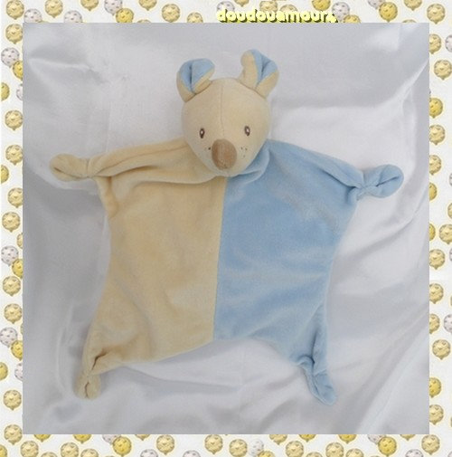 Doudou Peluche Souris Beige Bleu Crème Plat Noeuds Pararadise Toys