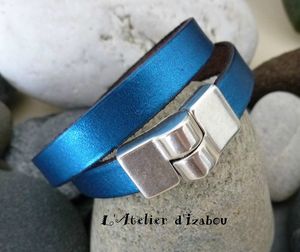 P1090724 modifié bracelet cuir bleu métallic
