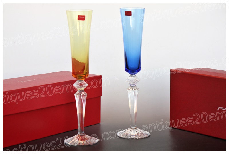 Antiques20ème, Flûtes à champagne cristal Baccarat Mille Nuits Flutissimo design Mathias