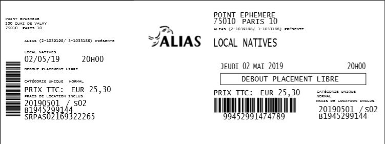 2019 05 02 Local Natives Point Ephémère Billet