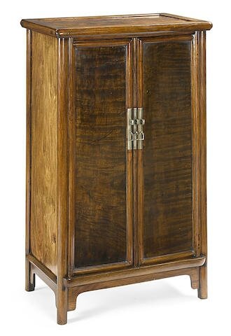 A huanghuali and burlwood cabinet, 18th century