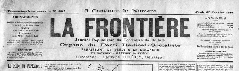 1916 01 27 Poincaré à Belfort La Frontière p0