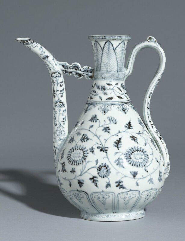 An important blue and white ewer, Ming Dynasty, Hongwu Period